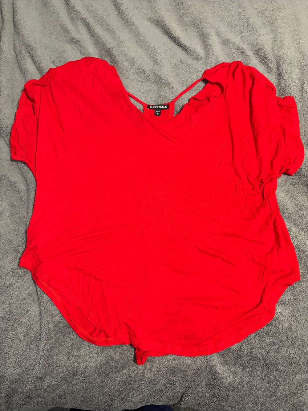Express Women’s Bright Red Short Sleeve V-Neck Top